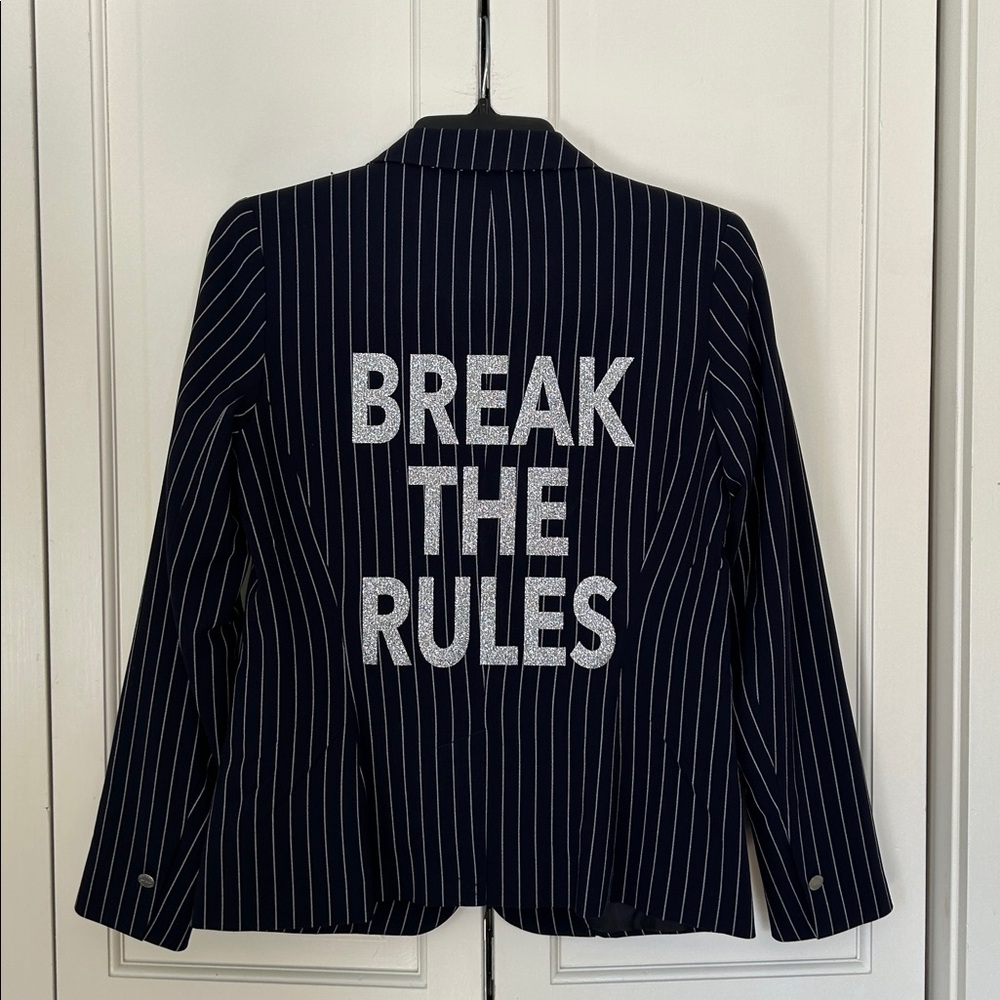 Hipchik Couture Break The Rules Dark Blue Striped Blazer size 4